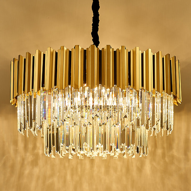 Pyrite Gold Crystal Chandelier -Round/Rectangle - Reflect Lighting