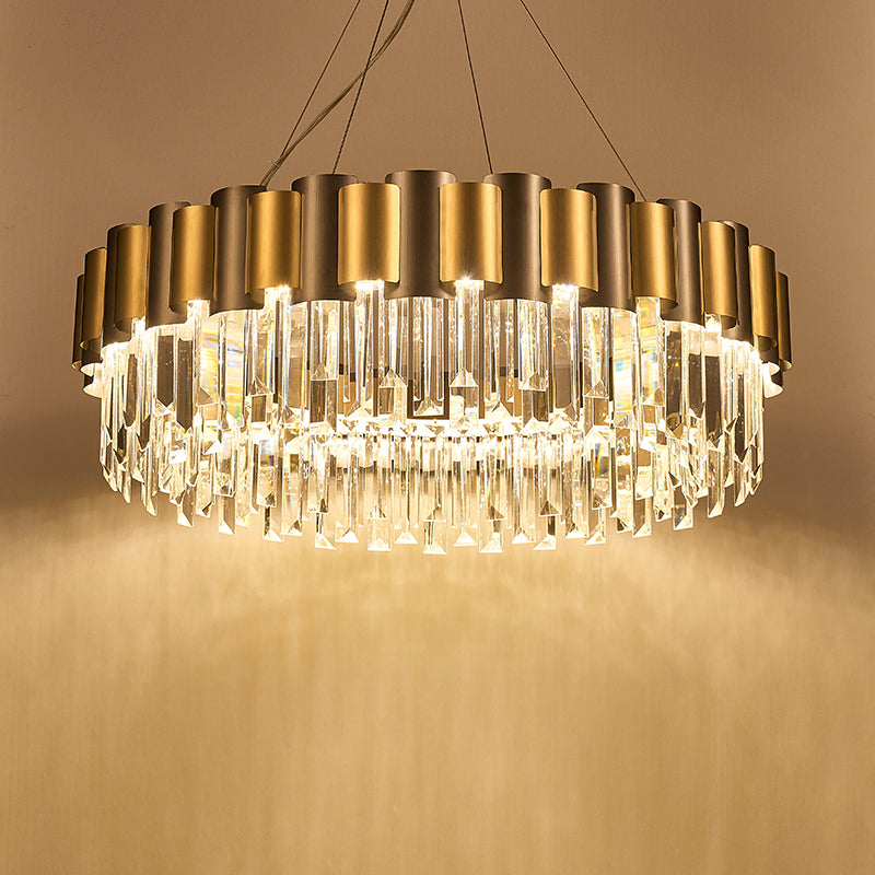 LurLine Gold & Grey Crystal Chandelier-Round/Rectangle - Reflect Lighting