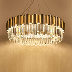LurLine Gold & Grey Crystal Chandelier-Round/Rectangle - Reflect Lighting