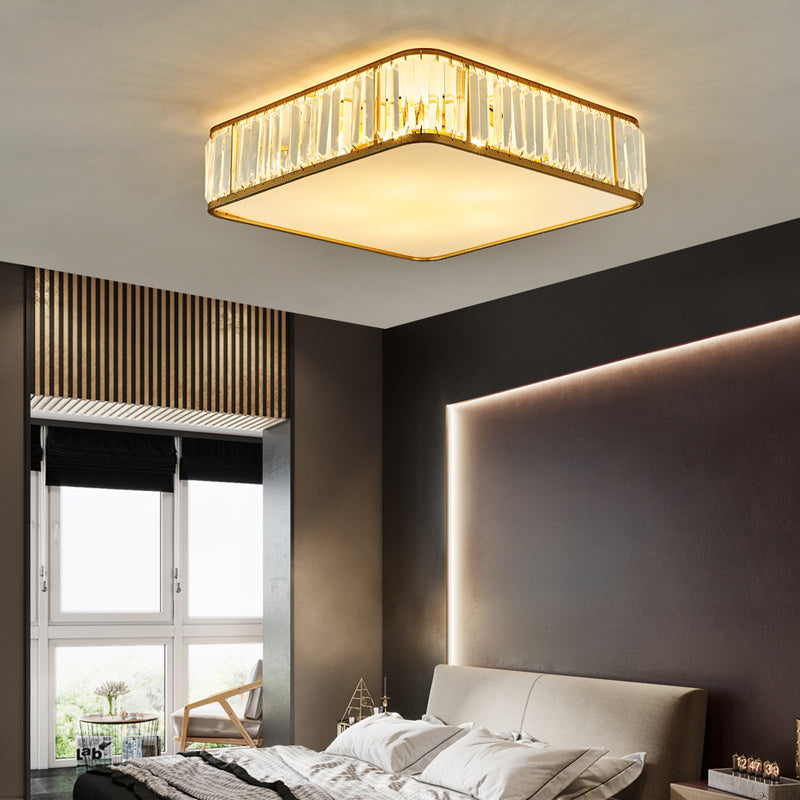 Brent Square Crystal Ceiling Light-Gold - Reflect Lighting