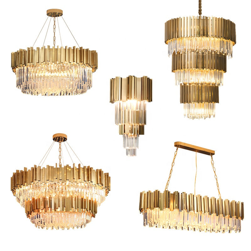 Full Set Gold Crystal Chandelier Light - Reflect Lighting