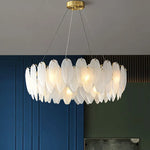 Kari Crystal Feather Texture Gold Chandelier - Reflect Lighting