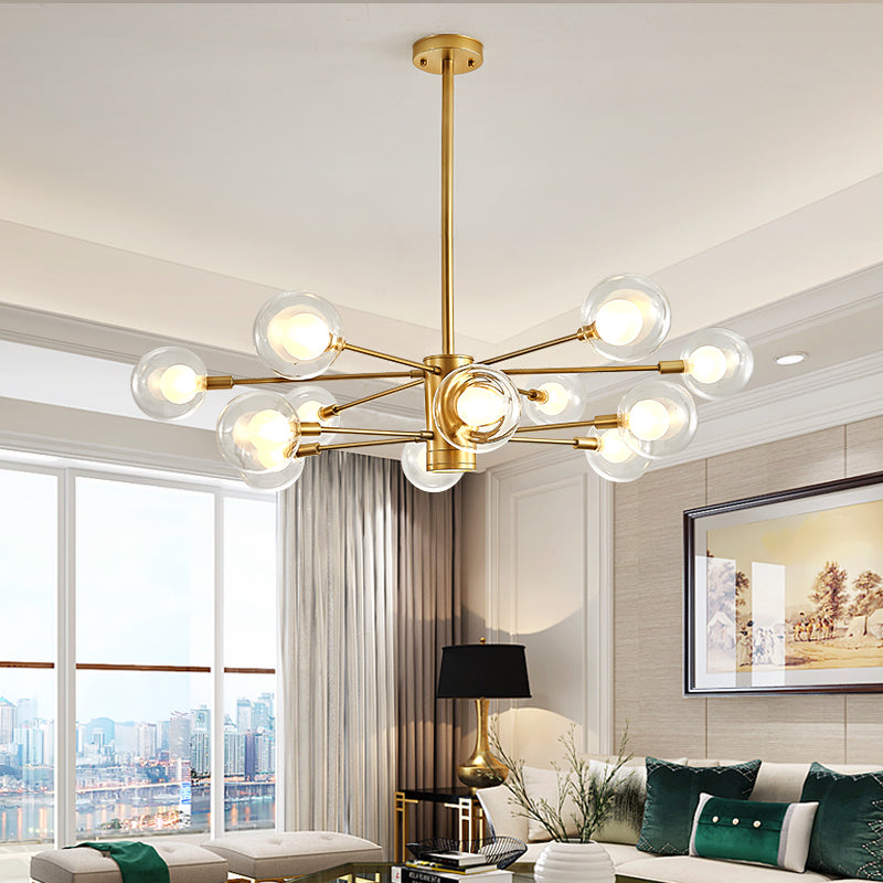 Bubble Glass Bamboo Chandelier-Gold/Black - Reflect Lighting