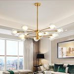 Bubble Glass Bamboo Chandelier-Gold/Black - Reflect Lighting