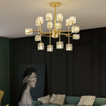 Golden Ice Cube Crystal Chandelier - Reflect Lighting