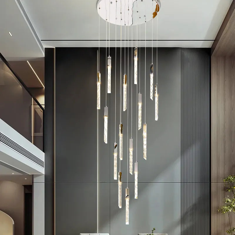 Hiatt Abeer Chrome Staircase Chandelier - Reflect Lighting
