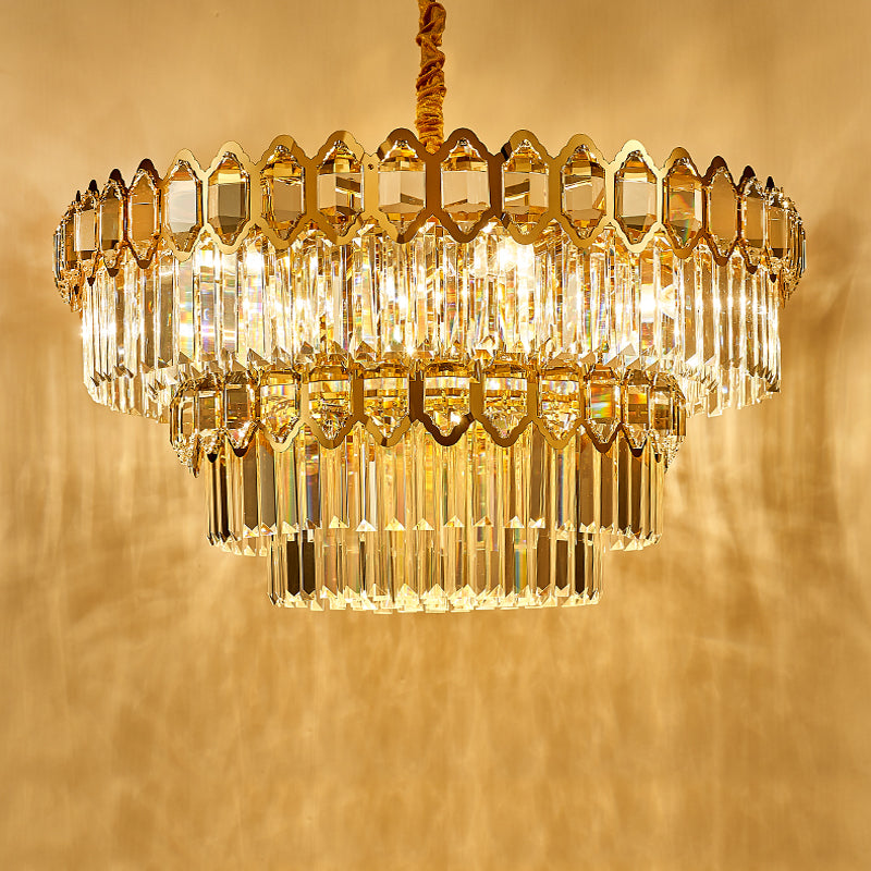Walden Gold Crystal Chandelier-Round/Rectangle - Reflect Lighting