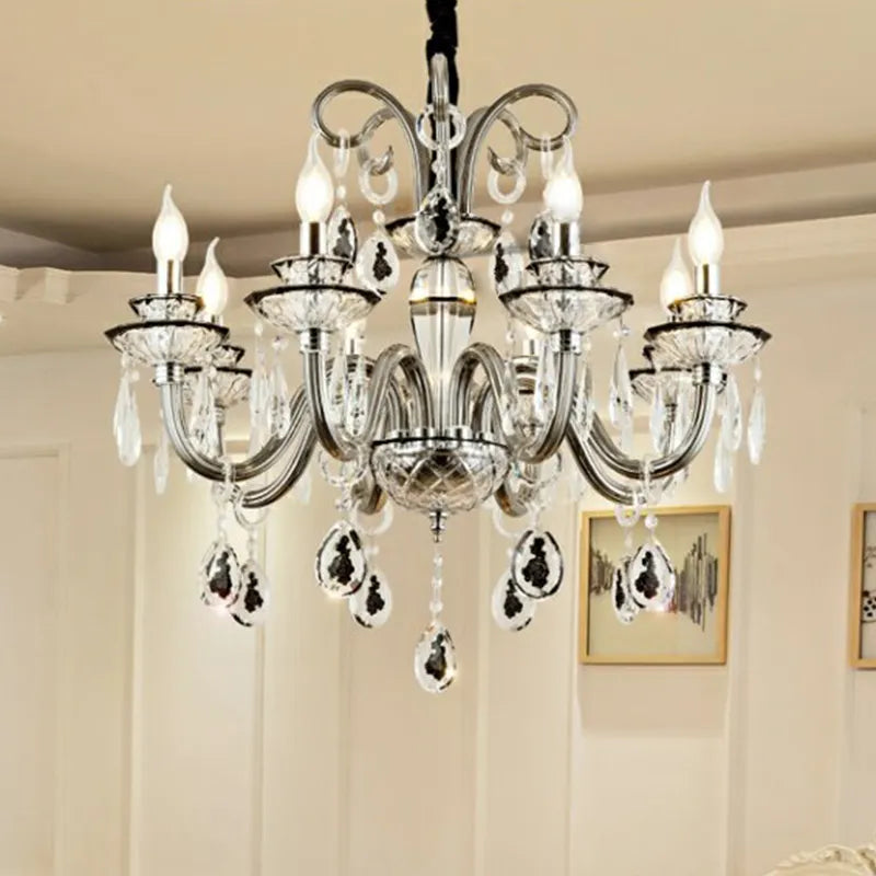 Bratton Black Crystal Candle Style Chandelier/Wall Lamp - Reflect Lighting
