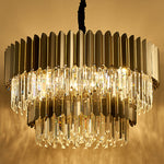 Msambamba Grey & Gold Crystal Chandelier-Round/Rectangle - Reflect Lighting