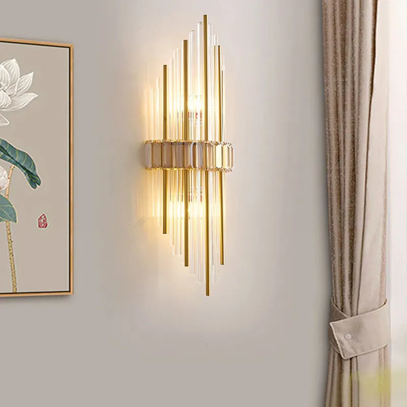 Marsily Copper Gold/Black Crystal Wall Lamp - Reflect Lighting