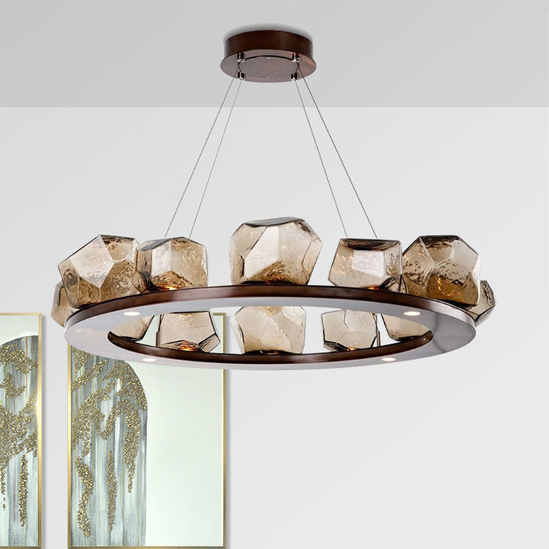 Amber Rock Wagon Wheel Chandelier - Reflect Lighting