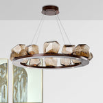 Amber Rock Wagon Wheel Chandelier - Reflect Lighting