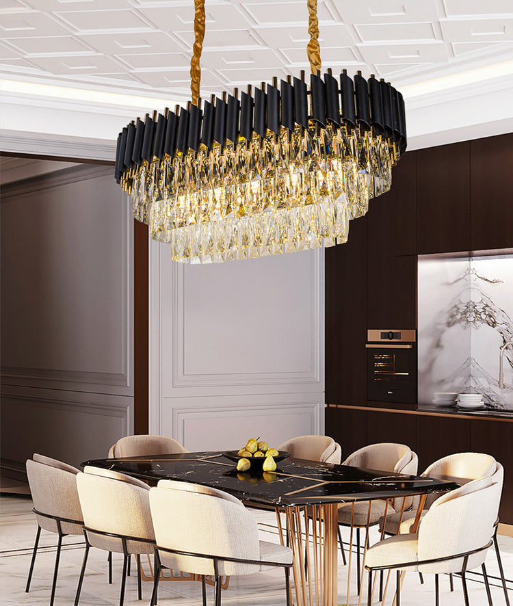 Rectangular Black Crystal Chandelier - Reflect Lighting