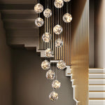 Balle Be Crystal Ball Staircase Chandelier- Smokey Grey/Cognac - Reflect Lighting