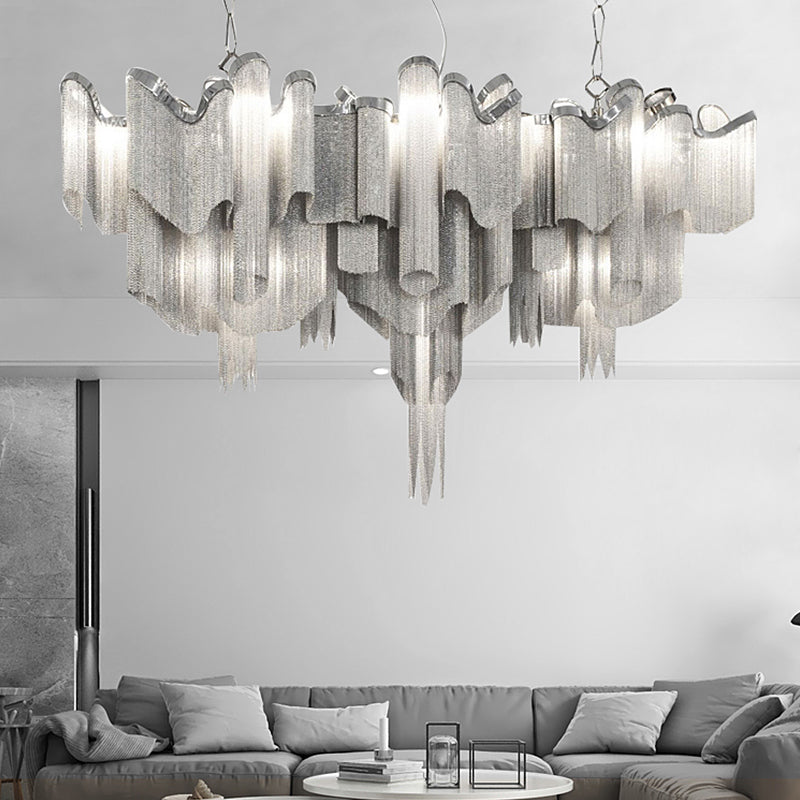 Jaeden Keefe Chrome Tassel Chain Chandelier - Reflect Lighting