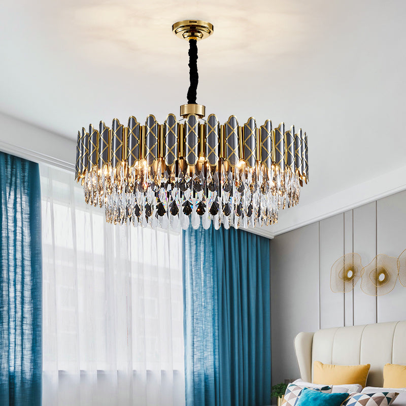 Demi Gold Crystal Chandelier-Round/Rectangle - Reflect Lighting