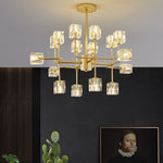 Golden Ice Cube Crystal Chandelier - Reflect Lighting