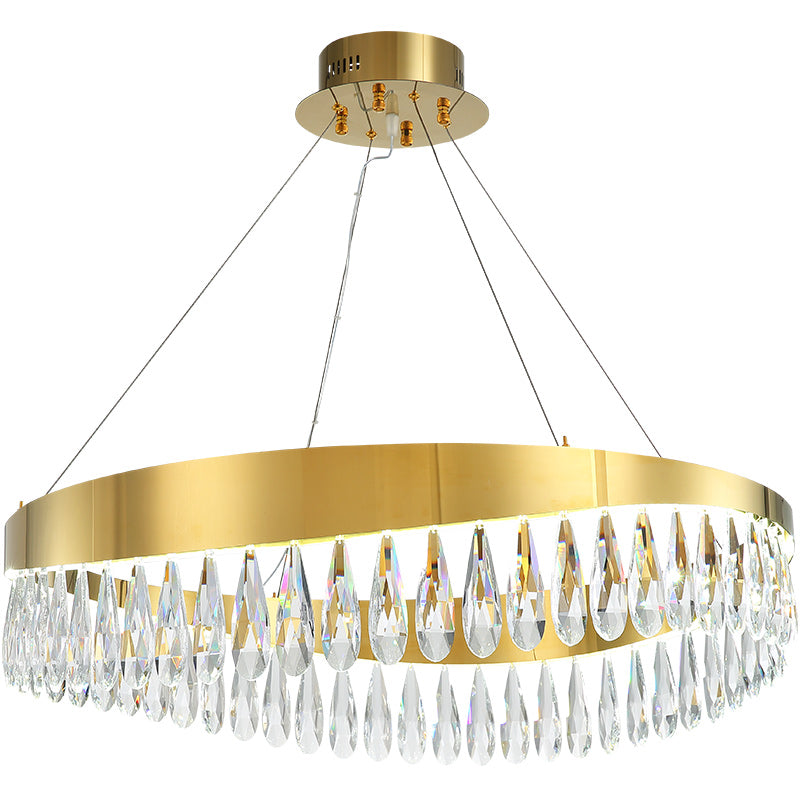 Gold Crystal Tassel LED Chandelier-Round/Rectangle - Reflect Lighting