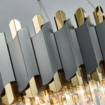 Gray & Gold Crystal Chandeliers-Round/Rectangle - Reflect Lighting