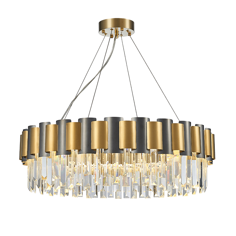 LurLine Gold & Grey Crystal Chandelier-Round/Rectangle - Reflect Lighting