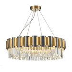 LurLine Gold & Grey Crystal Chandelier-Round/Rectangle - Reflect Lighting