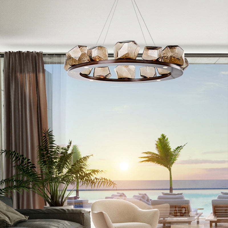 Amber Rock Wagon Wheel Chandelier - Reflect Lighting