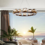 Amber Rock Wagon Wheel Chandelier - Reflect Lighting