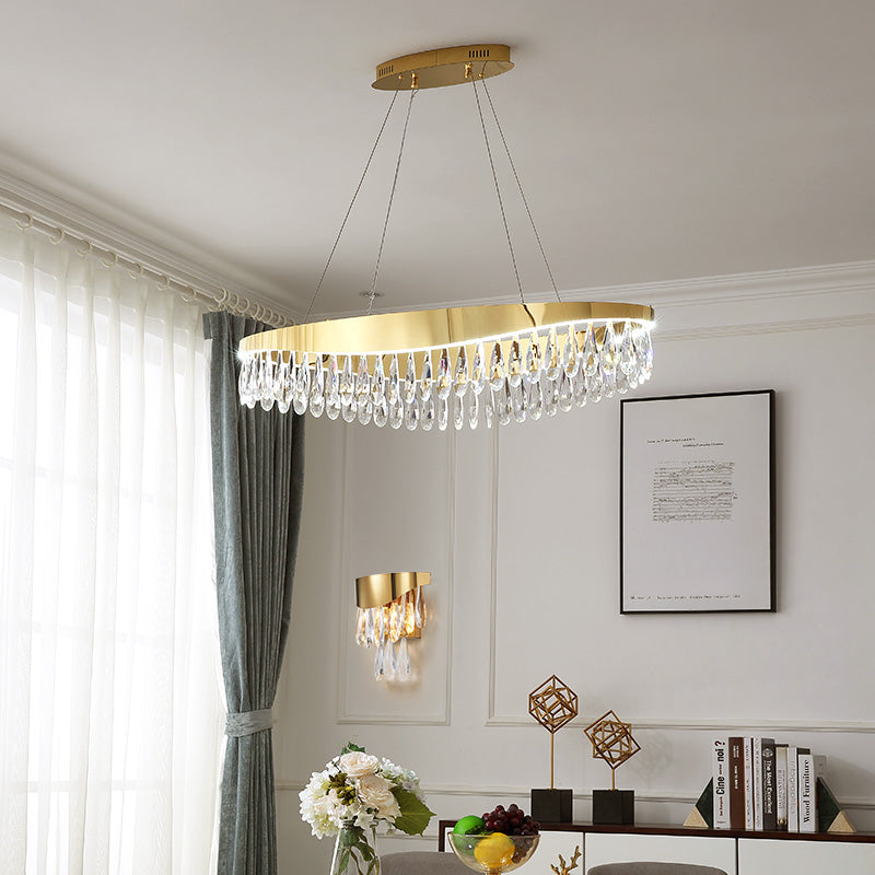 Gold Crystal Tassel LED Chandelier-Round/Rectangle - Reflect Lighting