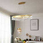 Gold Crystal Tassel LED Chandelier-Round/Rectangle - Reflect Lighting