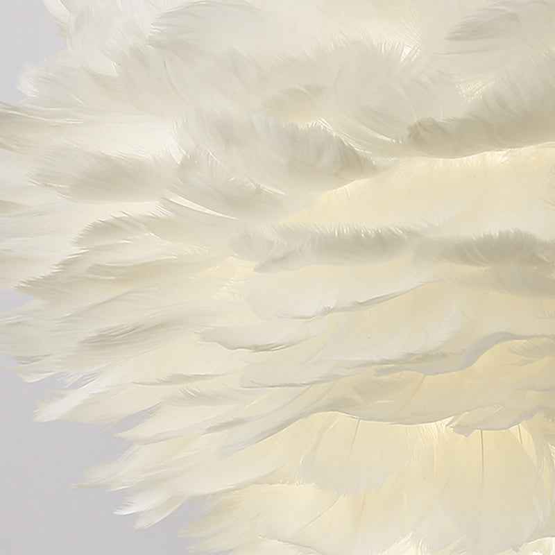Ivory Feather Round Wall Lamp