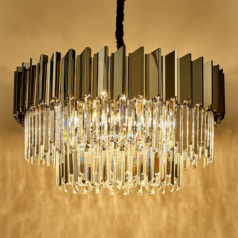 Pyrite Grey Crystal Chandelier -Round/Rectangle - Reflect Lighting