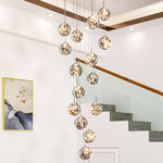 Balle Be Crystal Ball Staircase Chandelier- Smokey Grey/Cognac - Reflect Lighting