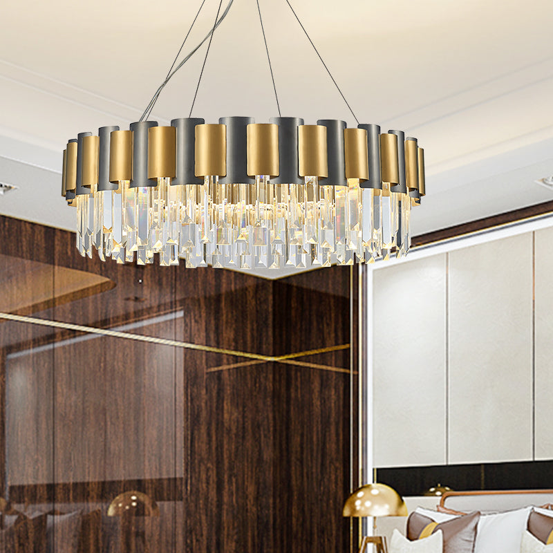 LurLine Gold & Grey Crystal Chandelier-Round/Rectangle - Reflect Lighting