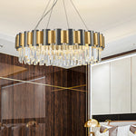 LurLine Gold & Grey Crystal Chandelier-Round/Rectangle - Reflect Lighting