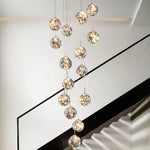 Balle Be Crystal Ball Staircase Chandelier- Smokey Grey/Cognac - Reflect Lighting