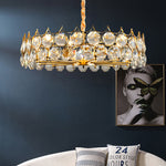 Black/Gold Big Crystals Chandelier-Round/Rectangle - Reflect Lighting