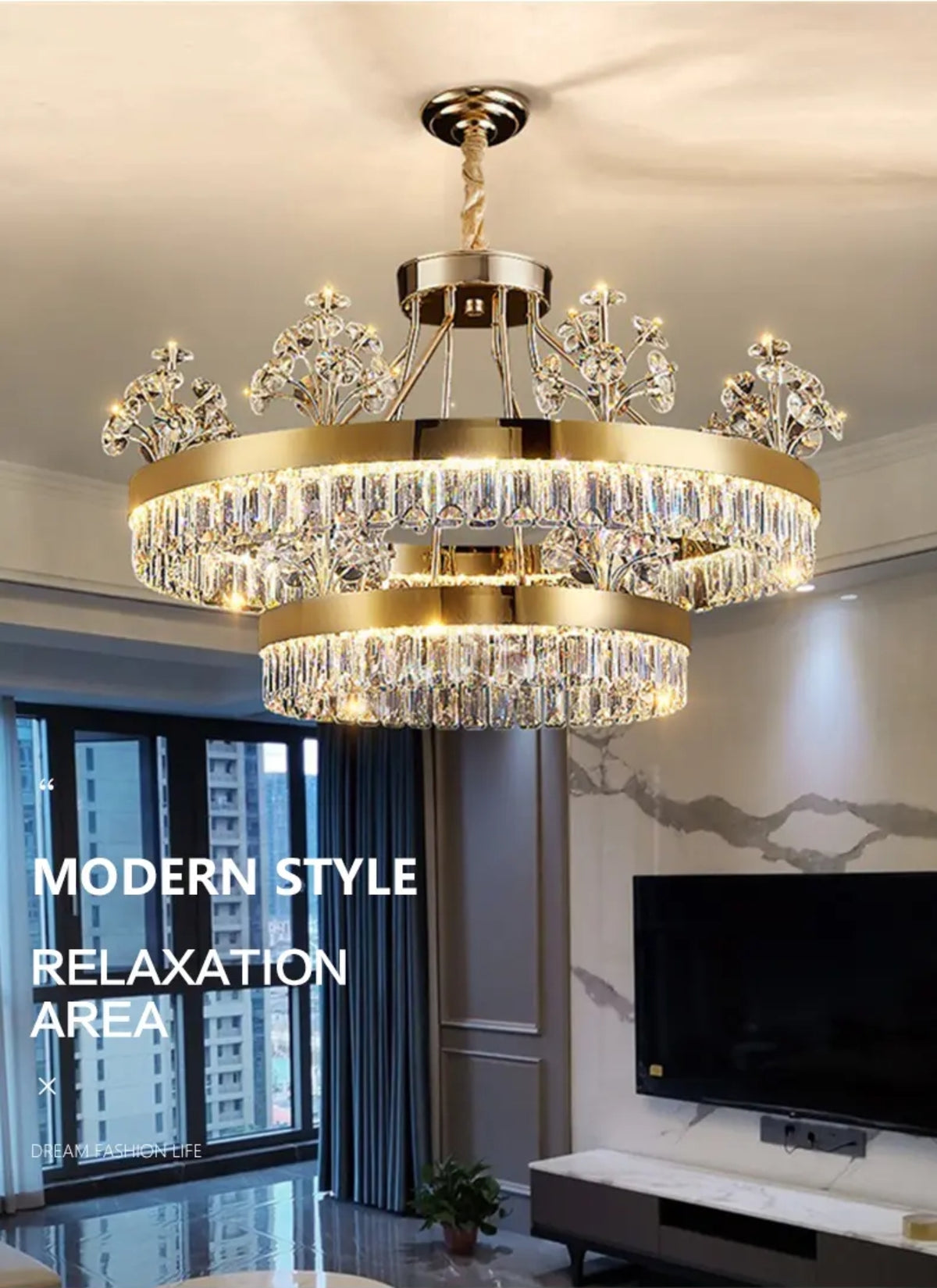 Darianna Boomery Gold LED Chandelier