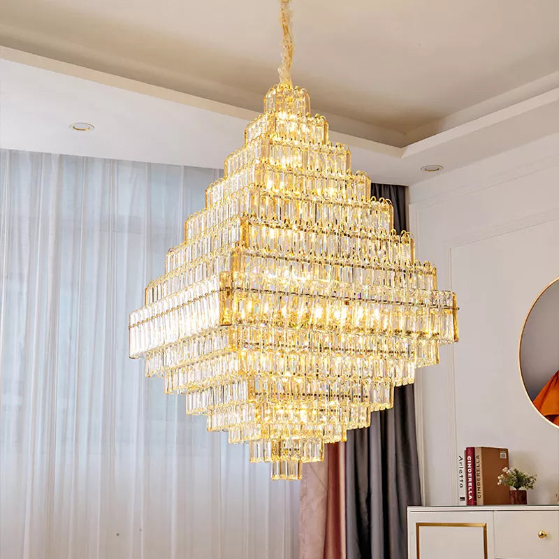 Kacey Odwyer Gold Crystal Chandelier- Smokey Grey / Cognac - Reflect Lighting