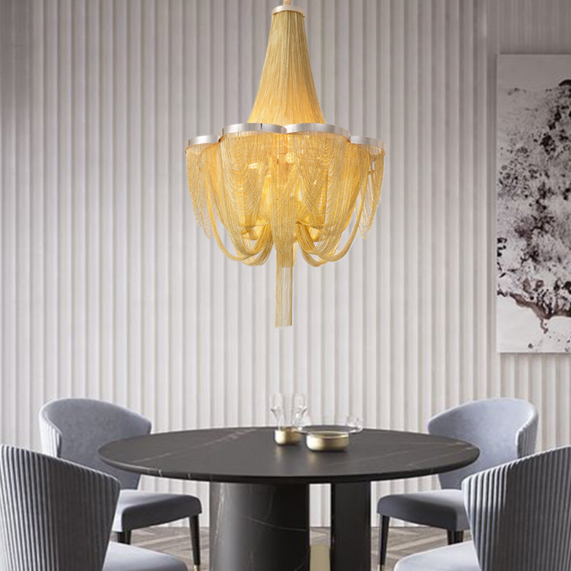 Norcott Aluminium Chain Tassel Chain Chandelier-Gold/Sliver - Reflect Lighting