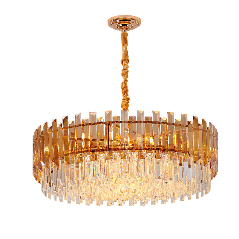 Maurice Amber/Smokey Grey Crystal Chandelier-Round/Rectangle - Reflect Lighting