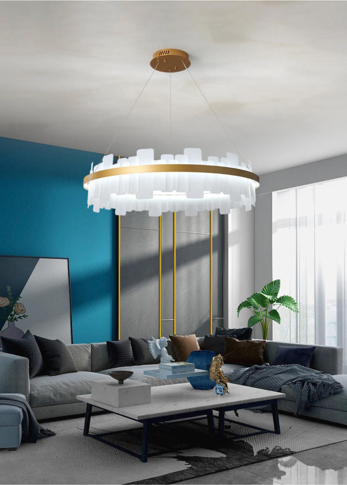 Clyde Barndon Frosted/Engraved Chandelier- Round/Rectangle - Reflect Lighting