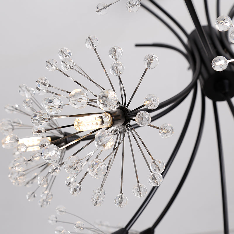 Beaded Black Flower Crystals Chandelier - Reflect Lighting