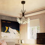 Beaded Black Flower Crystals Chandelier - Reflect Lighting