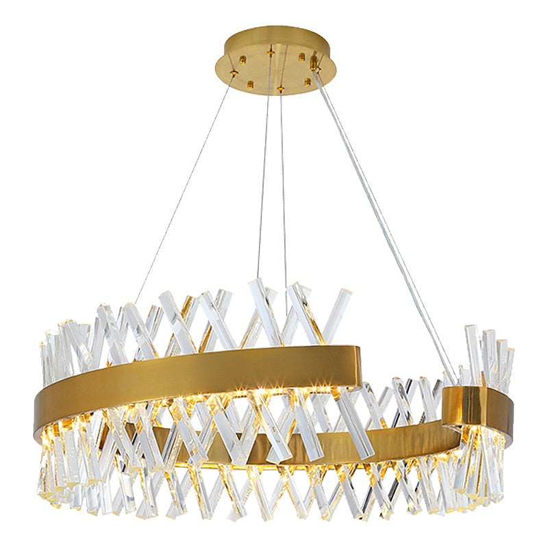 Slanted Crystal Gold Chandelier