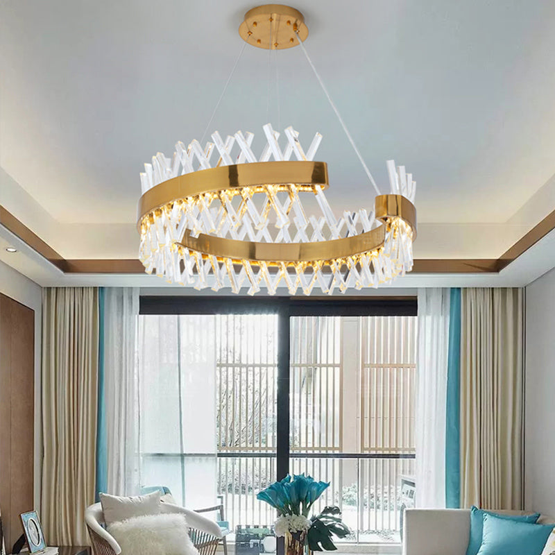 Slanted Crystal Gold Chandelier
