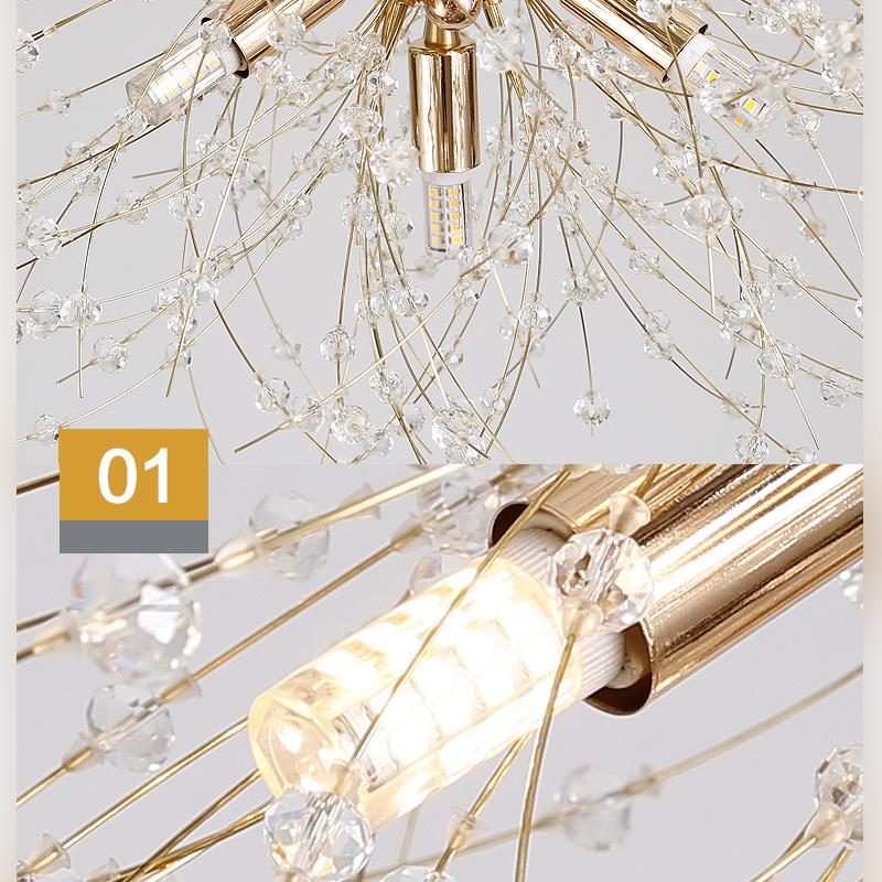 Snowflake Round/Rectangle Dandelion Branch Chandelier- Gold/Chrome/ Rose Gold - Reflect Lighting