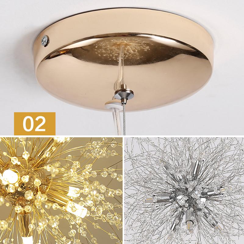 Snowflake Round/Rectangle Dandelion Branch Chandelier- Gold/Chrome/ Rose Gold - Reflect Lighting