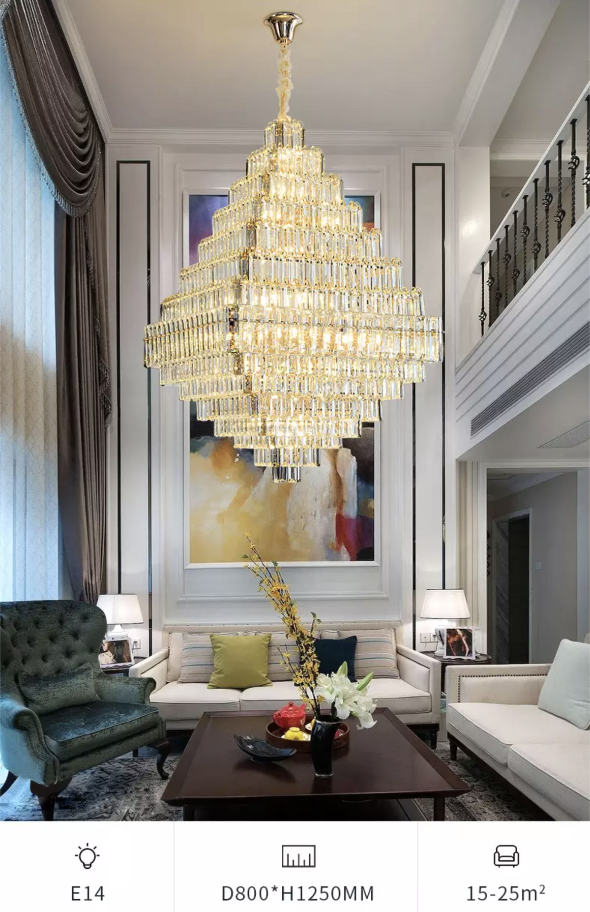 Kacey Odwyer Gold Crystal Chandelier- Smokey Grey / Cognac - Reflect Lighting