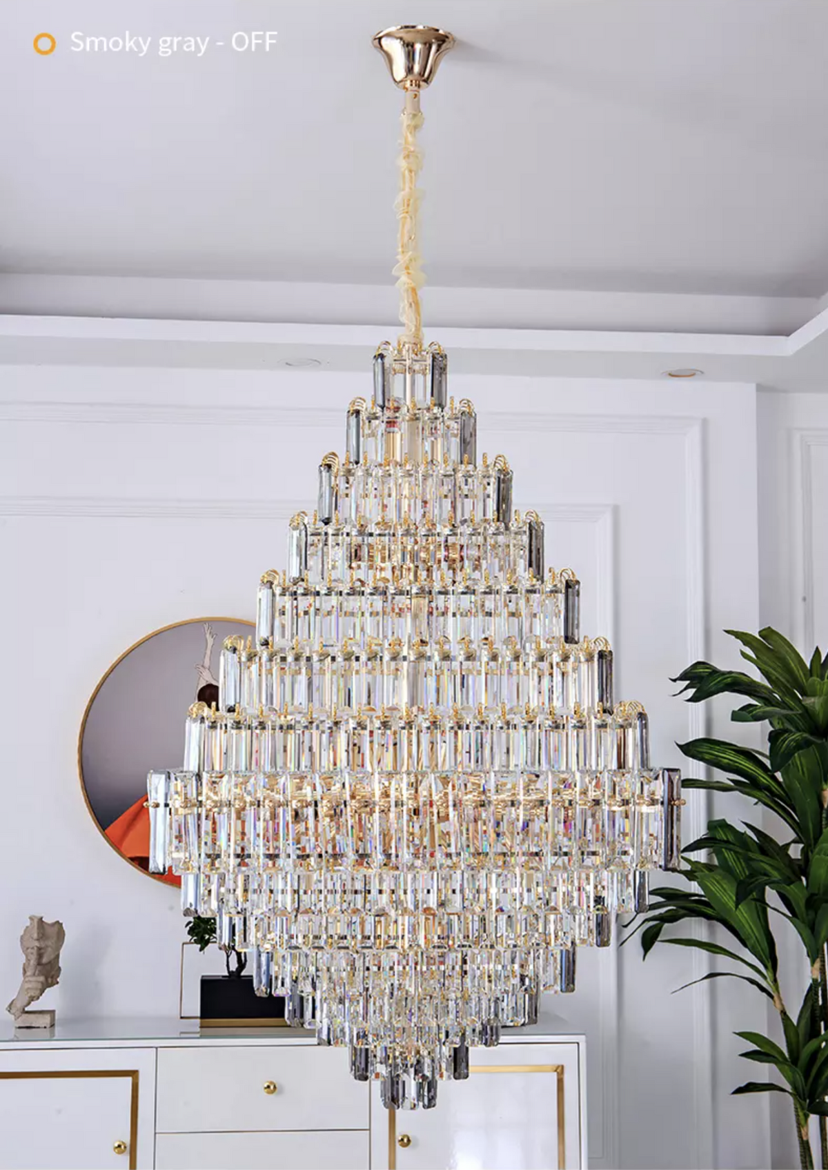Kacey Odwyer Gold Crystal Chandelier- Smokey Grey / Cognac - Reflect Lighting