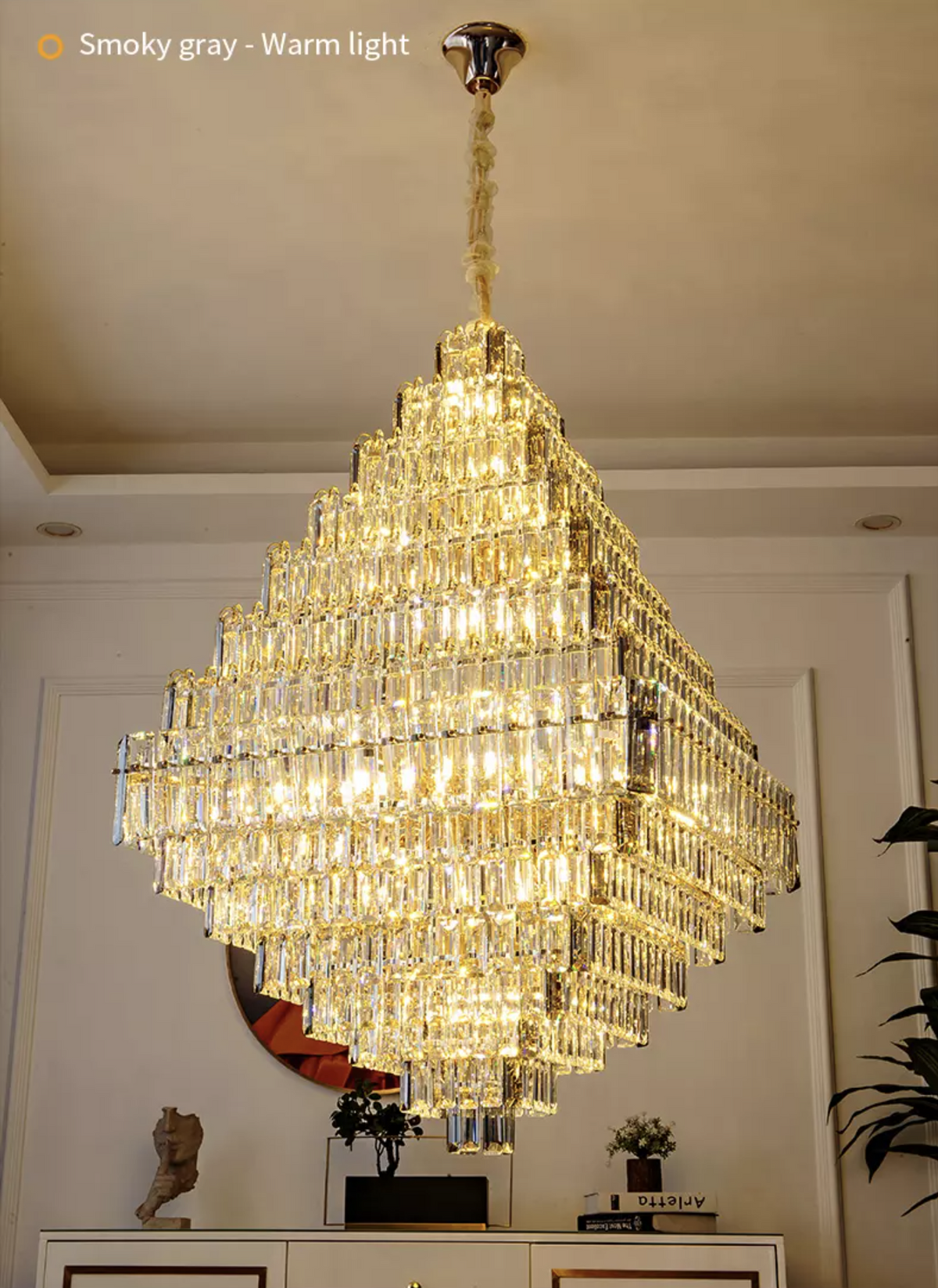 Kacey Odwyer Gold Crystal Chandelier- Smokey Grey / Cognac - Reflect Lighting